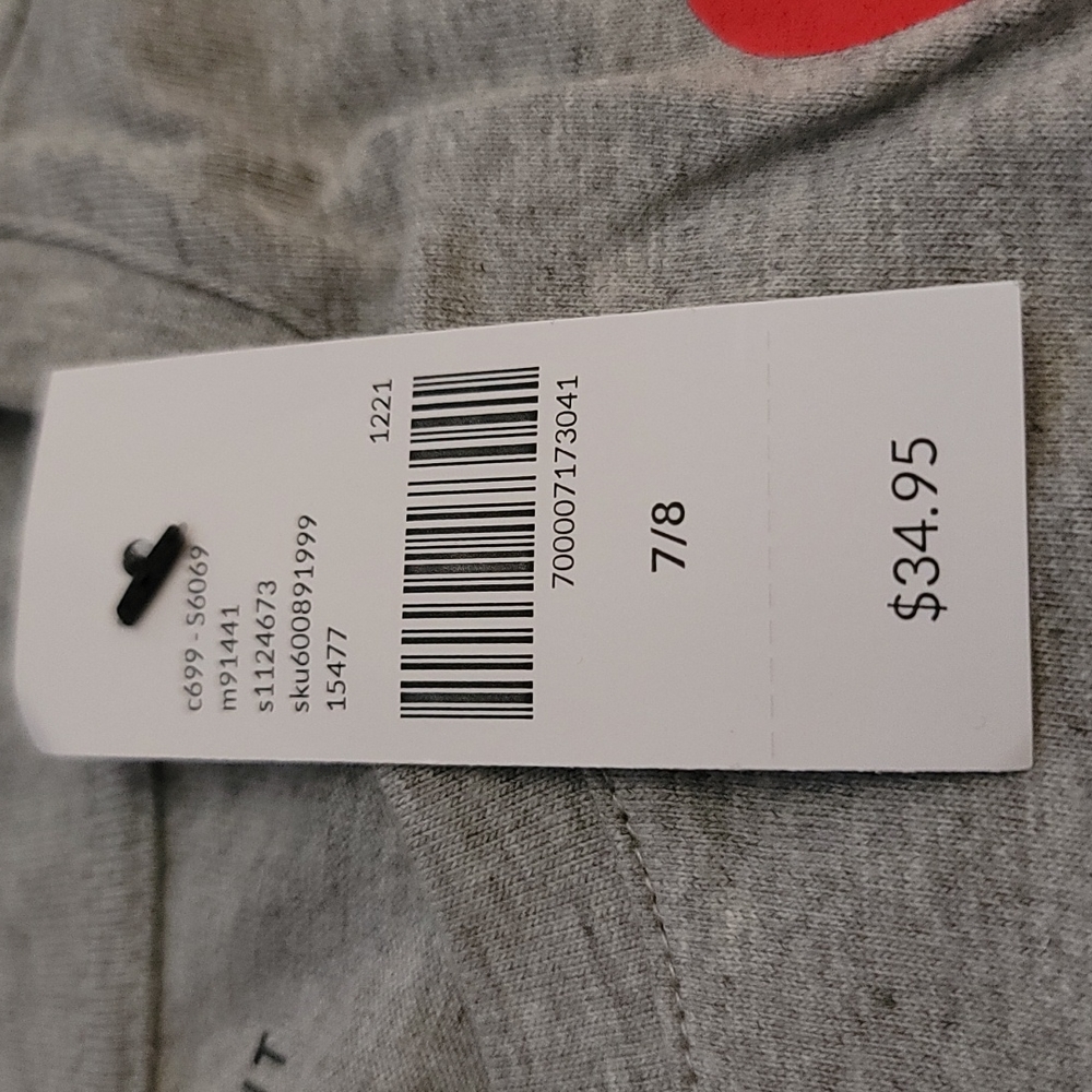 Hearts Long Sleeve Gray Tee Shirt, Size 7/8 - Picture 2 of 4